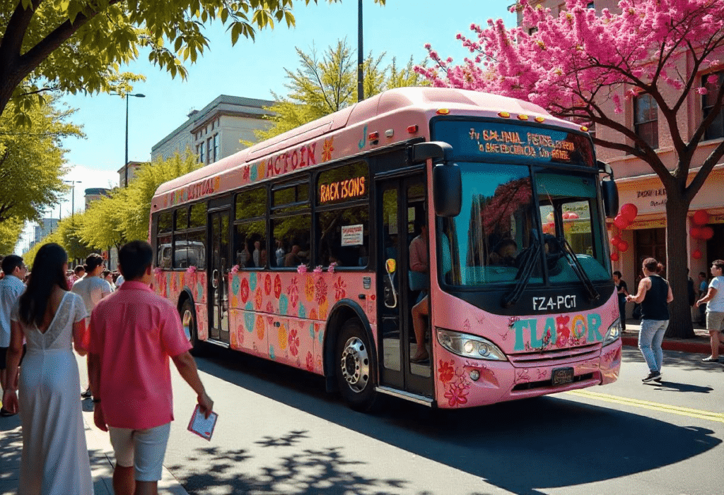 Pink Charter Bus to Attend the SF International Arts Festival