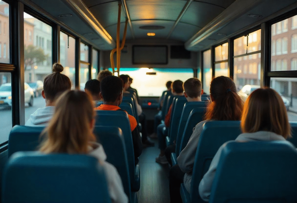 Group of Sports Athletes Riding in a Bus
