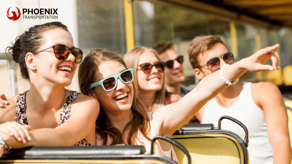 Group of Friends Enjoying Team-Building in SF Bus Ride