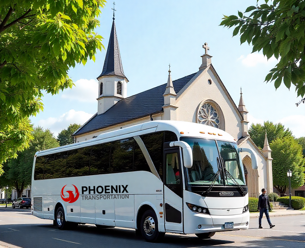Phoenix Transportation Bus With Church In The Background