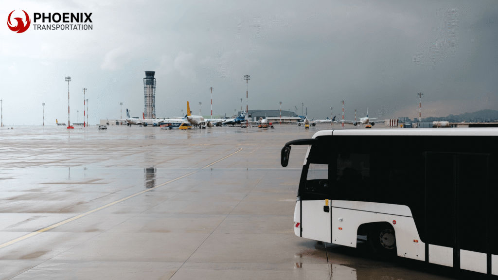Modern White Bus in SJC Airport