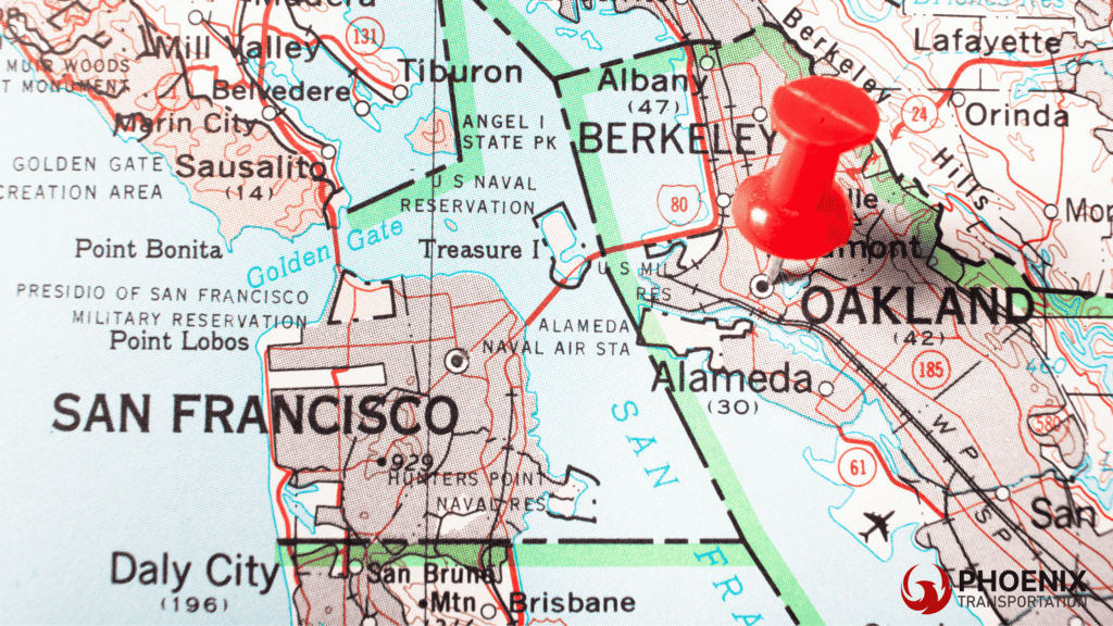 Oakland to San Francisco Route for Bus Trip